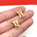 Macro view of gold-plated candy bag charms with red Sweet text and colorful hearts - 1 Piece/Pack (15x12mm)