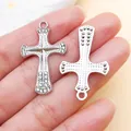 Silver alloy cross pendant with rhinestones for DIY necklace jewelry making crafts - Plated White K 3D Rhinestone Cross (27076)