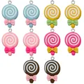 Colorful spiral resin lollipop charms with cute bows for DIY jewelry and keychain making - Multicolor