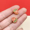 Perline distanziatrici tradizionali placcate oro con smalto rosso e carattere Fu per fai-da-te - Distanziatore Fu Zucca Rosso (22486) / 1 Pezzo (11x10mm)