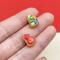 Squisiti ciondoli hulu tradizionali in smalto dorato per accessori creazione gioielli - Perla Zucca Fu Pesce Rosso Verde (22710)