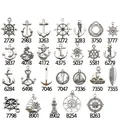 Colgantes náuticos de aleación plata antigua con anclas y timones para creación de joyas - Serie Náutica Plata Antigua Juego de 26 Estilos (M66) / 26 Estilos 2 de Cada Paquete