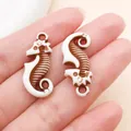 Colgante de caballito de mar de acrílico con rayas marrones y blancas para accesorios de joyería DIY - Colgante de Caballito de Mar (27376) / 1 Pieza (27x12mm) / Marrón