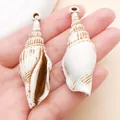 Colgantes realistas de concha de caracol en acrílico para creación de joyas DIY playeras - Concha Marina (27398) / 1 Pieza (57x21mm) / Marrón