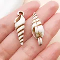 Colgante de caracola de acrílico blanco para bisutería DIY de playa y accesorios - Concha (27369) / 1 pieza (32x10mm) / Marrón