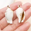 Colgante de caracola de acrílico para joyería DIY de playa - Concha (27372) / 1 pieza (31.5x15mm) / Blanco