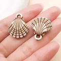 Colgantes de concha de acrílico blanco con detalles marrones para joyería DIY - Concha de Simulación (27377) / 1 Pieza (22x18mm) / Marrón
