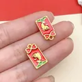 Ciondolo carpa koi in smalto rosso e oro opaco per accessori di gioielleria fai da te - Nodo a Fiocco Pesce Koi (18463) / 1 Pezzo (9.5x17mm)