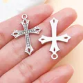 Shiny silver alloy cross pendants with rhinestones for DIY necklace and earring crafts - White K Rhinestone Cross (27046)