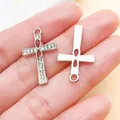 Premium silver alloy cross pendants with sparkling rhinestones for DIY necklace making - Plated White K Rhinestone Infinity Cross (27070)