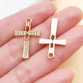 Gold alloy infinity symbol cross pendant with sparkling rhinestones for DIY jewelry - Plated KC Gold Rhinestone Infinity Cross (27071)