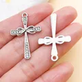 Elegant silver-tone alloy cross pendant with rhinestones for DIY jewelry projects - Plated White K Rhinestone Infinity Cross (27072)