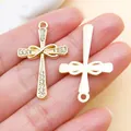 Gold-plated alloy cross charm with sparkly white rhinestones for DIY jewelry necklace - Plated KC Gold Rhinestone Infinity Cross (27073)