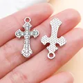 Silver alloy cross pendants with clear rhinestones for DIY jewelry making and necklaces - White K Rhinestone Cross (27080)