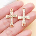 Detailed view of gold alloy cross pendant with rhinestones for DIY jewelry crafts - KC Gold Rhinestone Cross (27083)