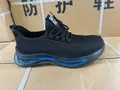 Zapatos de seguridad negros transpirables con suelas antideslizantes y acentos azules - Azul Negro