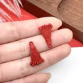 Colgante de borla roja mate de estilo chino para decoración de cajas de regalo DIY - Colgante de Borla Grande con Nudo Chino Rojo (21579) / 1 Pieza/Paquete (20x12mm)