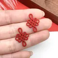 Dijes tradicionales de nudo chino rojo mate para joyas DIY y decoración de cajas de regalo - Colgante de Nudo Chino de Doble Colgante Rojo (21580) / 1 pieza (20x15mm)