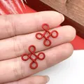 Charms DIY de nudo chino rojo tradicional para la creación de joyas y regalos de Año Nuevo - Colgante de Nudo Chino de Doble Colgante Rojo (21581) / 1 Pieza/Paquete (16x16mm)