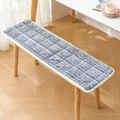 Cuscino per panca in flanella grigia spessa con trama a coste e bordo intrecciato bianco - Stile a Costine (Grigio Chiaro) / 30*100