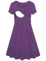 Détail d'une robe de maternité violette avec une ouverture pratique pour l'allaitement - S / Robes / Violet