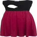 Vista frontale abito premaman senza maniche bicolore nero e bordeaux con scollo a incrocio - Taglia S / Vestiti / Nero rosso