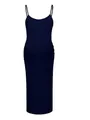 Robe de maternité bleu marine ajustée avec fines bretelles et coupe midi chic - S / Robes / Bleu Marine