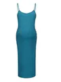 Robe longue de maternité de couleur sarcelle unie avec de fines bretelles spaghetti - S / Robes / Bleu sarcelle