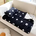 Warme Plüsch-Haustiermatte für das Sofa mit schwarzem Kreuzmuster und Knochenkissen für Hunde - Schwarz-Weißes Karo (Schwarz)