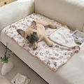 Suave manta de franela para mascotas con lindos estampados de huellas marrones para perros - 40*60cm / Huellas de patas blancas