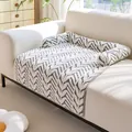 Warm pet blanket with chevron pattern and U-shaped bolster for sofa protection - Leaf Pattern / 80*90cm / Gray