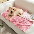 Suave manta de vellón rosa para mascotas con estampados de huellas para perros y gatos - 40*60cm / Huellas de patas rojas