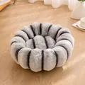 Accogliente cuccia a ciambella in peluche a righe grigie per cani piccoli e gatti - 40CM / Grigio chiaro