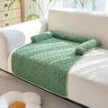 Soft green corduroy pet sofa mat with bolster edge for small dogs and cats on sofa - Corduroy Cube Pet Bed - Green / 70*90cm