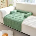 Comfortable green corduroy pet sofa protector mat with raised bolster for dogs - 70*90cm / Green