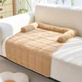 Khaki corduroy pet sofa mat with raised bolsters for couch protection - 70*90cm / Khaki