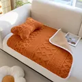 Couverture douce orange pour animaux à motif géométrique avec oreiller en forme d'os - Orange