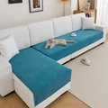Housse de canapé en chenille bleue imperméable avec texture antidérapante anti-chat - 45x45 cm / Bleu