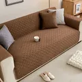 Durable brown corduroy sofa cover protector with elegant woven pattern for home decor - 90x70cm / Coffee