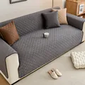 Quilted gray corduroy sofa cover protector with non-slip textured geometric pattern - 90x70cm / Dark Gray
