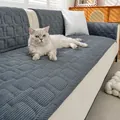 Gray corduroy sofa cushion cover protector with elegant textured square pattern design - 70x70cm / Dark Gray