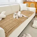 Coussin de canapé en peluche épaisse marron chaud avec texture velours côtelé antidérapante - 40*40cm / Kaki