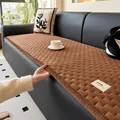 Premium brown corduroy sofa cushion cover featuring non-slip square texture and warm label - 70*70cm / Brown