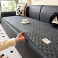 Grey corduroy sofa cushion with textured weave pattern for non-slip protection - Dark Gray
