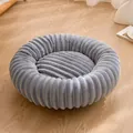 Soft circular plush dog bed in gray with ribbed texture for winter comfort and warmth. - 40CM / Light Gray