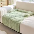 Gemütliche hellgrüne Haustier-Sofa-Matte mit U-förmiger gerippter Rolle für Hunde - 70*90cm / Grün