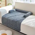 Premium grey corduroy pet sofa mat with bolstered sides for dogs and cats comfort - U-Shaped Bolster Pet Sofa Mat / 70*90cm / Dark Gray