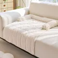 Weiche Plüsch-Hundematte für Sofa in Cremeweiß mit gerippter Struktur, gemütlicher Schlafplatz - 70*90cm / Gebrochenes Weiß