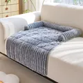 Tapis de canapé en peluche grise pour animaux avec traversin doux pour chiens et chats - Gris clair