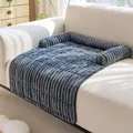 Tapis de protection de canapé en peluche grise avec rebord pour chiens - Gris foncé